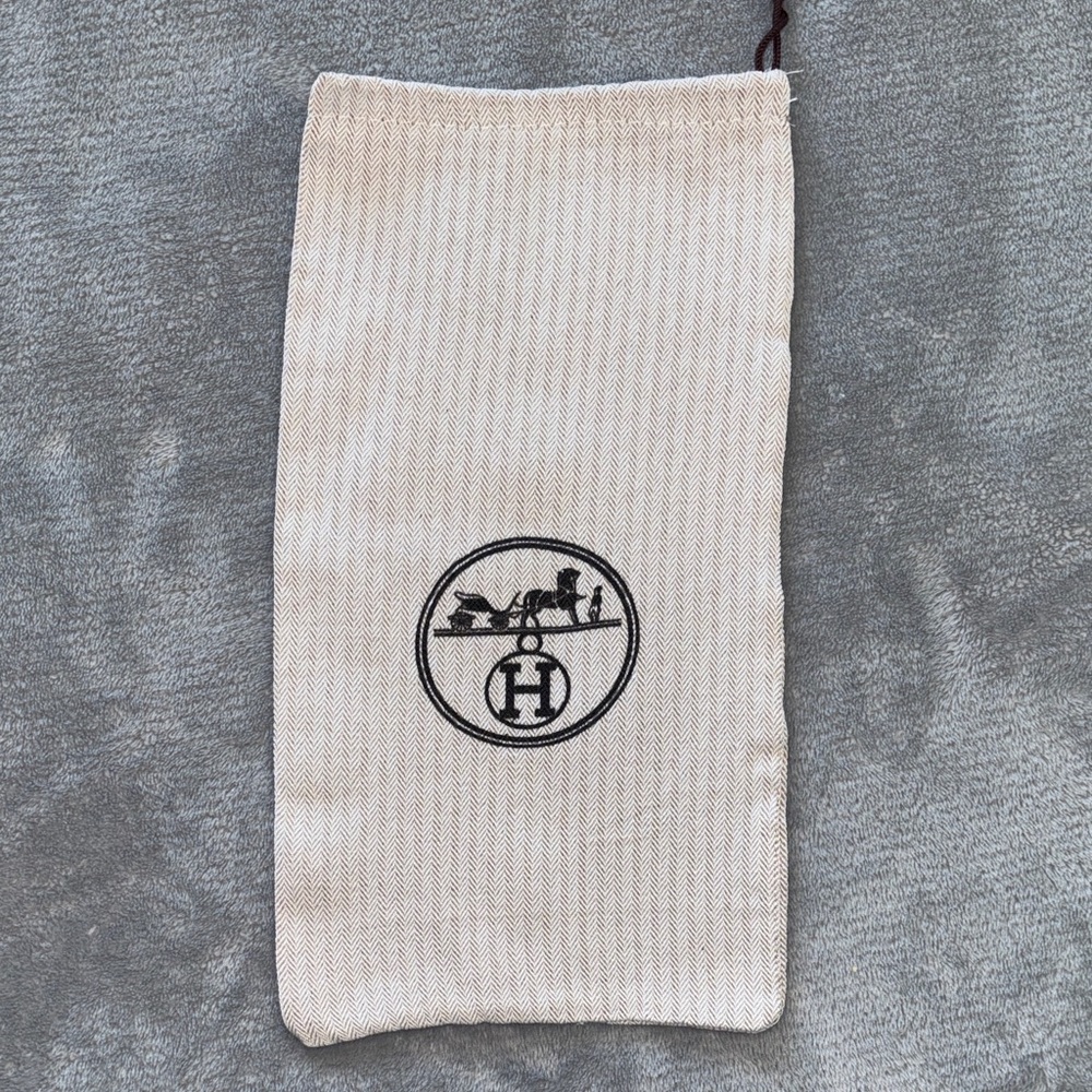 Hermès bag dust cover Beige Drawstring Pouch clutch wallet 6” x 11”